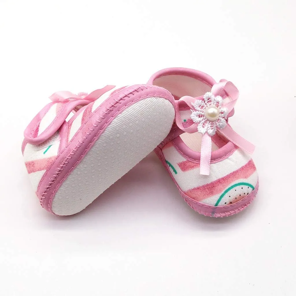 Toddler Girls Walking Sandals Shoes Sandals Prewalker Baby Single Shoes Soft Printing Girls Sole Watermelon Sandals