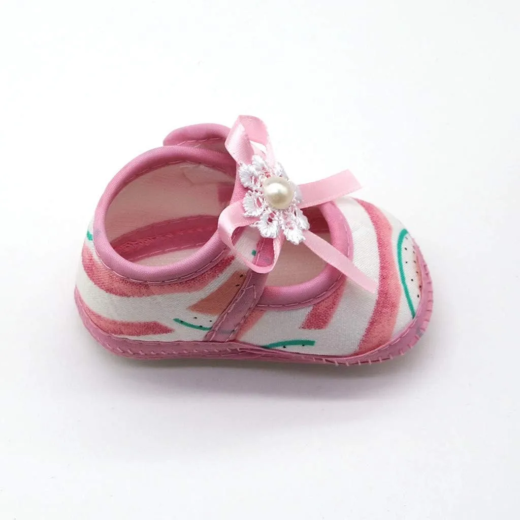 Toddler Girls Walking Sandals Shoes Sandals Prewalker Baby Single Shoes Soft Printing Girls Sole Watermelon Sandals