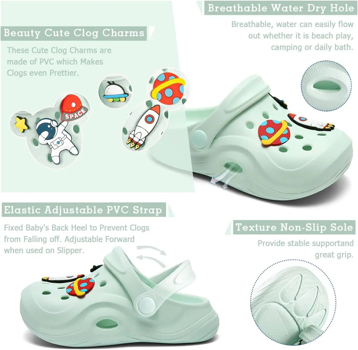 Toddler Kids Boys Girls Cute Garden Water Clogs Sandals Slip On Shoes Slipper Slides Lightweight Outdoor Summer Infant Children Beach Pool Shoes (Baby/Toddler Kids)