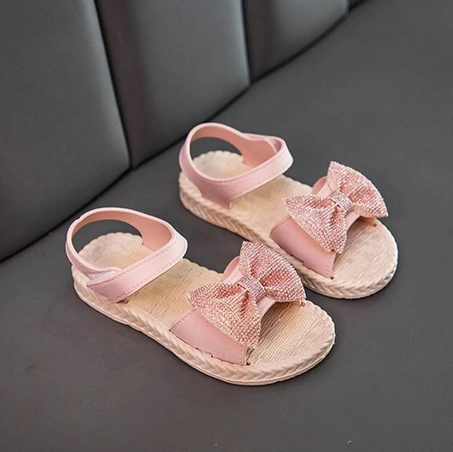 Toddler Kids Infant Girls Soild Bowknot Princress Shoes Soft Sole Non Slip First Walkers Closed Toe Sandals for Kids