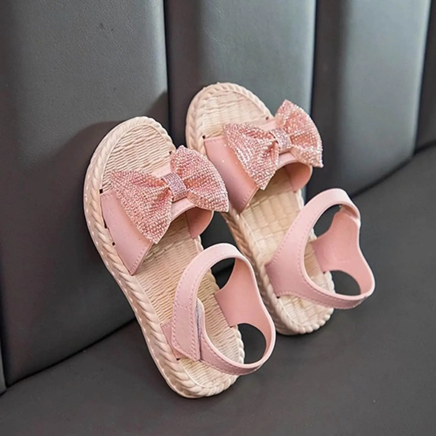 Toddler Kids Infant Girls Soild Bowknot Princress Shoes Soft Sole Non Slip First Walkers Toddler Sandals Size 3