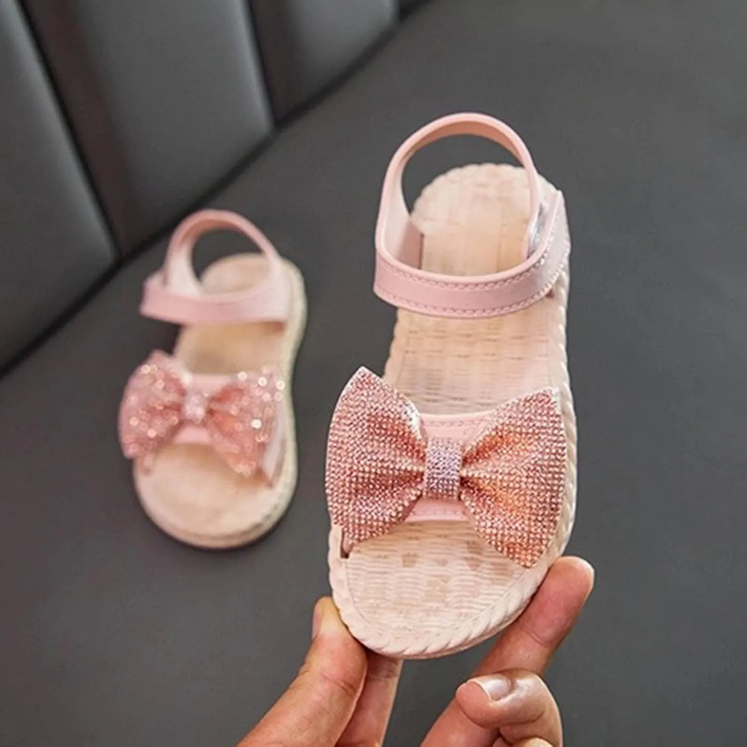 Toddler Kids Infant Girls Soild Bowknot Princress Shoes Soft Sole Non Slip First Walkers Toddler Sandals Size 3