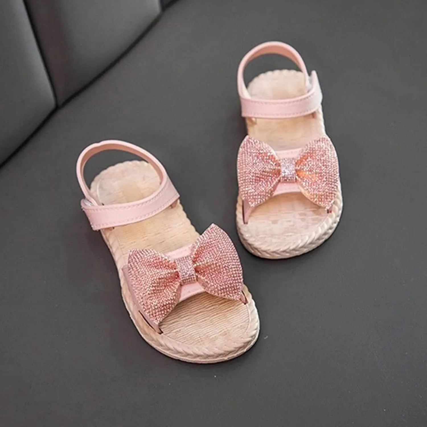 Toddler Kids Infant Girls Soild Bowknot Princress Shoes Soft Sole Non Slip First Walkers Toddler Sandals Size 3