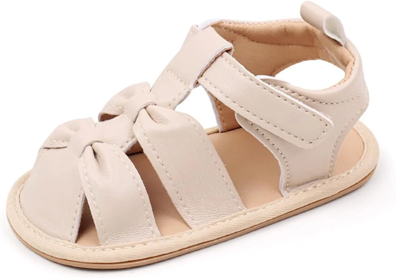 Toddler Leather Soft Open Toe Sandals Adjusted Strap Flat Wide Shoes Summer Barefoot Beach Pool Baby Infant Sandals