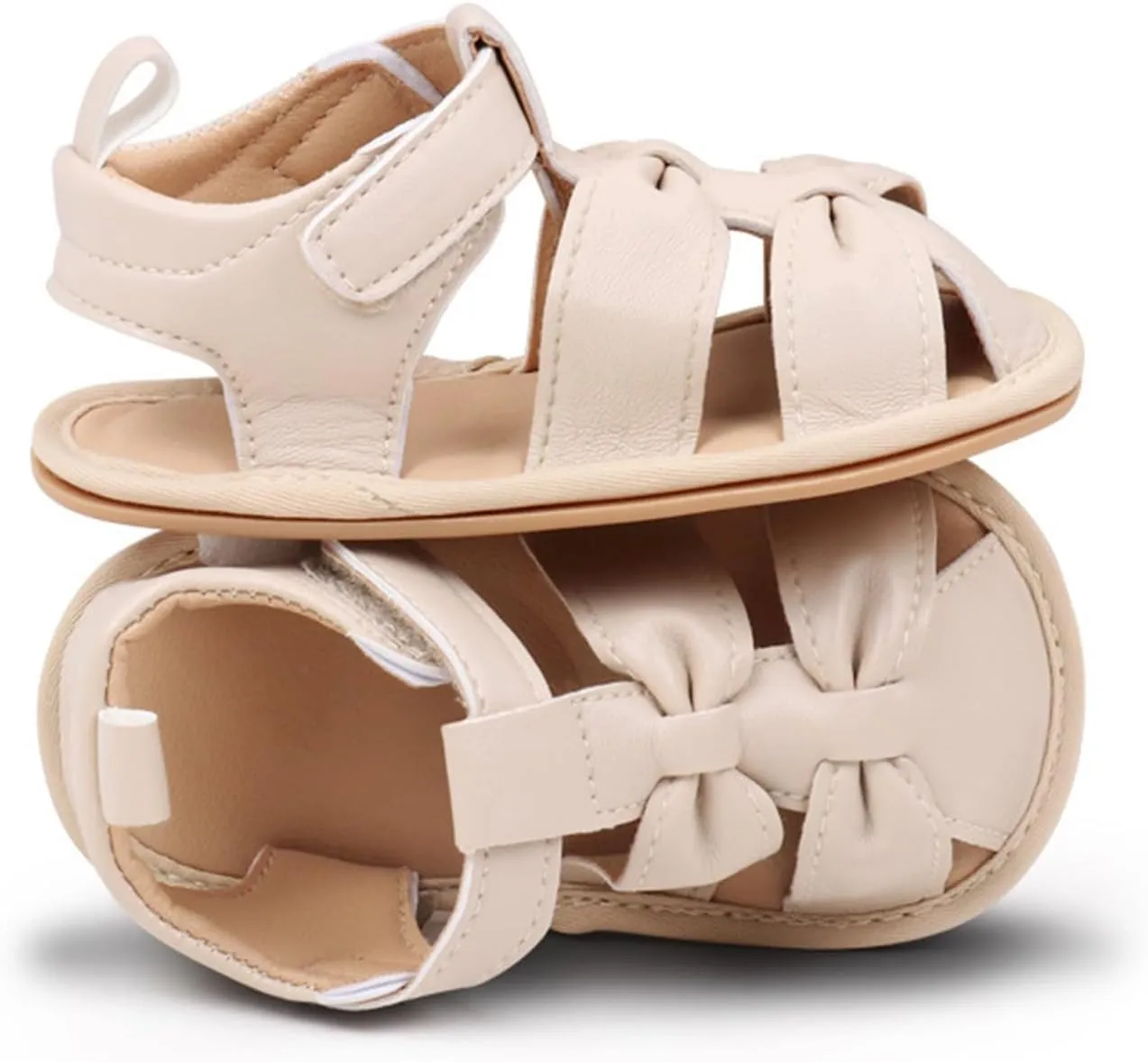 Toddler Leather Soft Open Toe Sandals Adjusted Strap Flat Wide Shoes Summer Barefoot Beach Pool Baby Infant Sandals