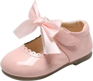 Toddler Little Girls Bowknot Mary Jane Flat Princess Dress Ballet Shoes Non-Slip Soft Sole School Pary Shoes