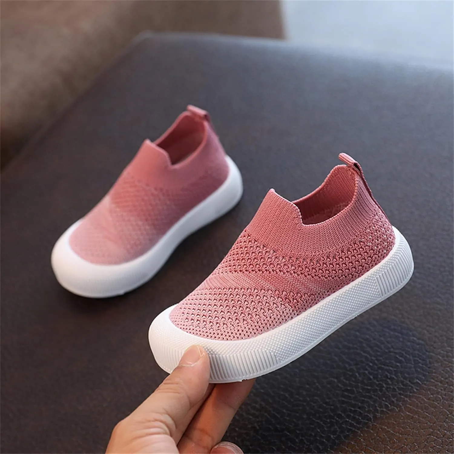 Toddler Non-Slip Walking Shoes Kid Wide Barefoot Shoe Mesh Slip on Sneakers Boys Girls Casual Breathable Tennis Shoes