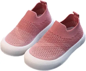 Toddler Non-Slip Walking Shoes Kid Wide Barefoot Shoe Mesh Slip on Sneakers Boys Girls Casual Breathable Tennis Shoes