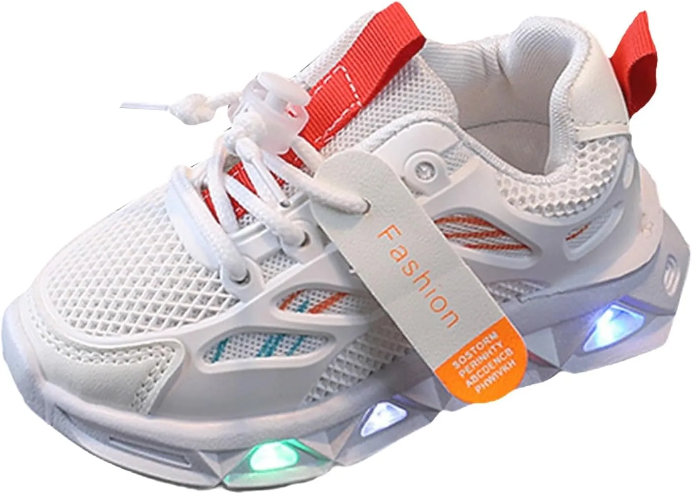 Toddler Rubber Mesh Sneaker Light Up Glitter Shoelace Ankle First Walking Shoes Baby Infant Boys Running Sport Shoes