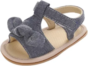 Toddler Sandals Baby Girls Sandals Ruffle Bowknot Premium Soft Sole Anti Slip Open Toe Breathable Summer Sport Sandals