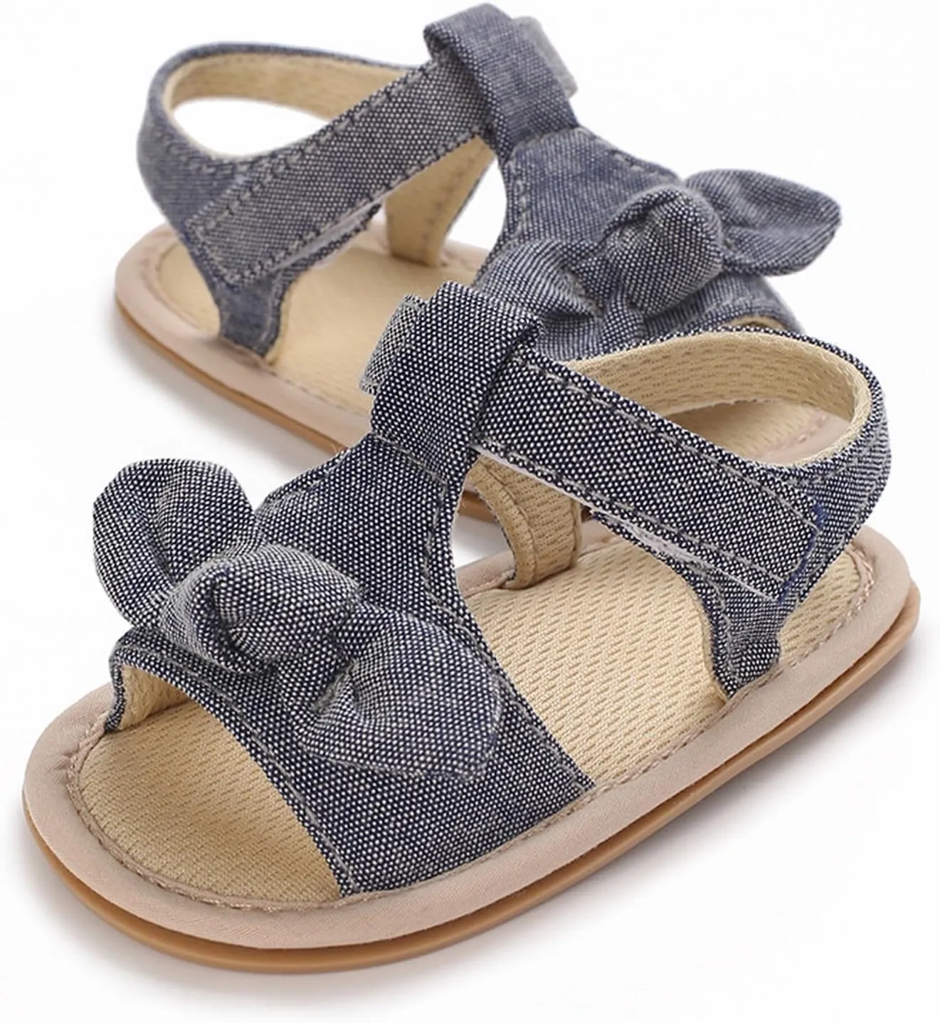Toddler Sandals Baby Girls Sandals Ruffle Bowknot Premium Soft Sole Anti Slip Open Toe Breathable Summer Sport Sandals