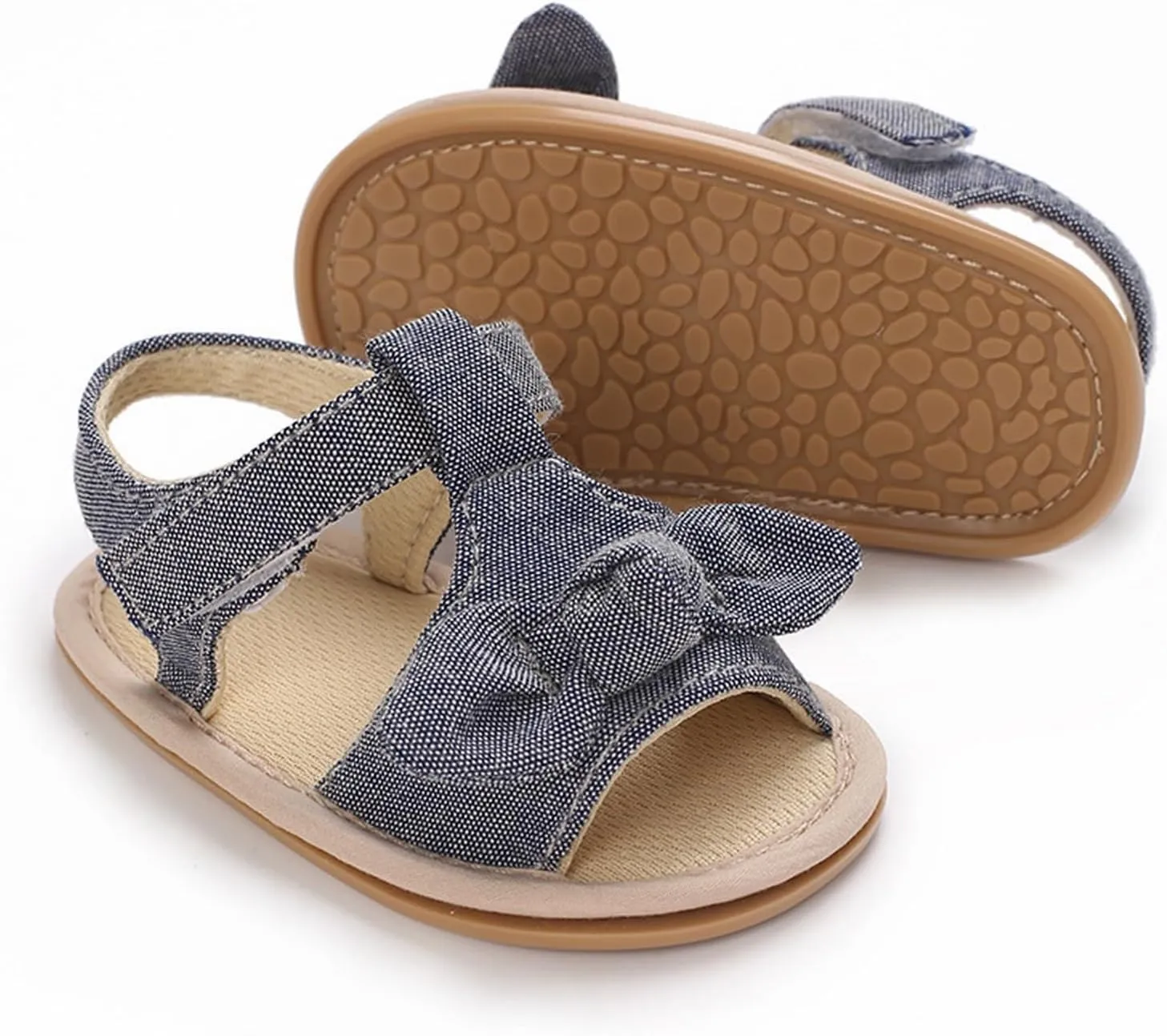 Toddler Sandals Baby Girls Sandals Ruffle Bowknot Premium Soft Sole Anti Slip Open Toe Breathable Summer Sport Sandals