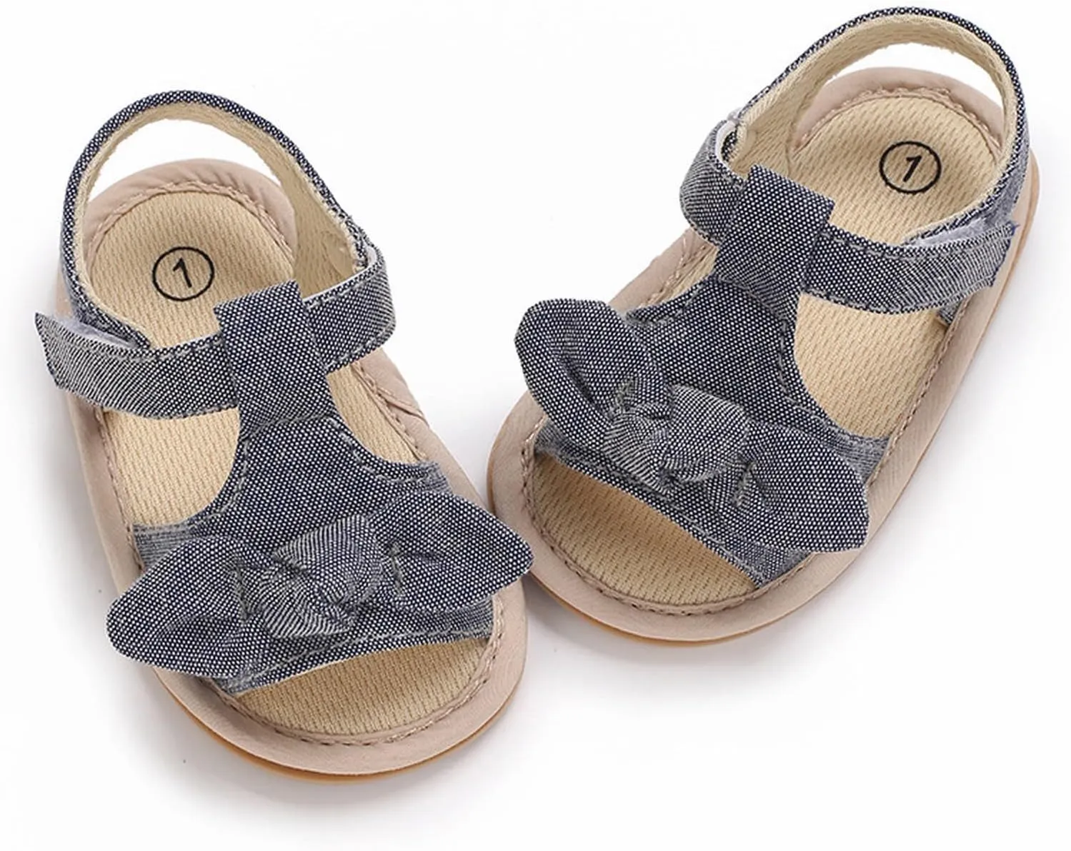 Toddler Sandals Baby Girls Sandals Ruffle Bowknot Premium Soft Sole Anti Slip Open Toe Breathable Summer Sport Sandals