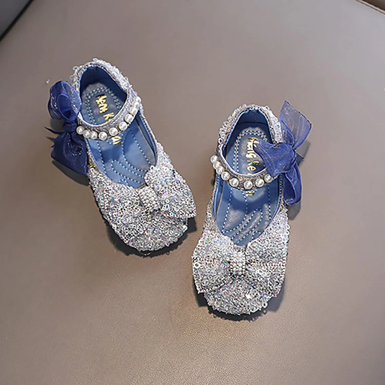 Toddler Sandals Girl, Girls Childrens Shoes Pearl Rhinestones Shining Kids Princess Shoes for Party and Wedding