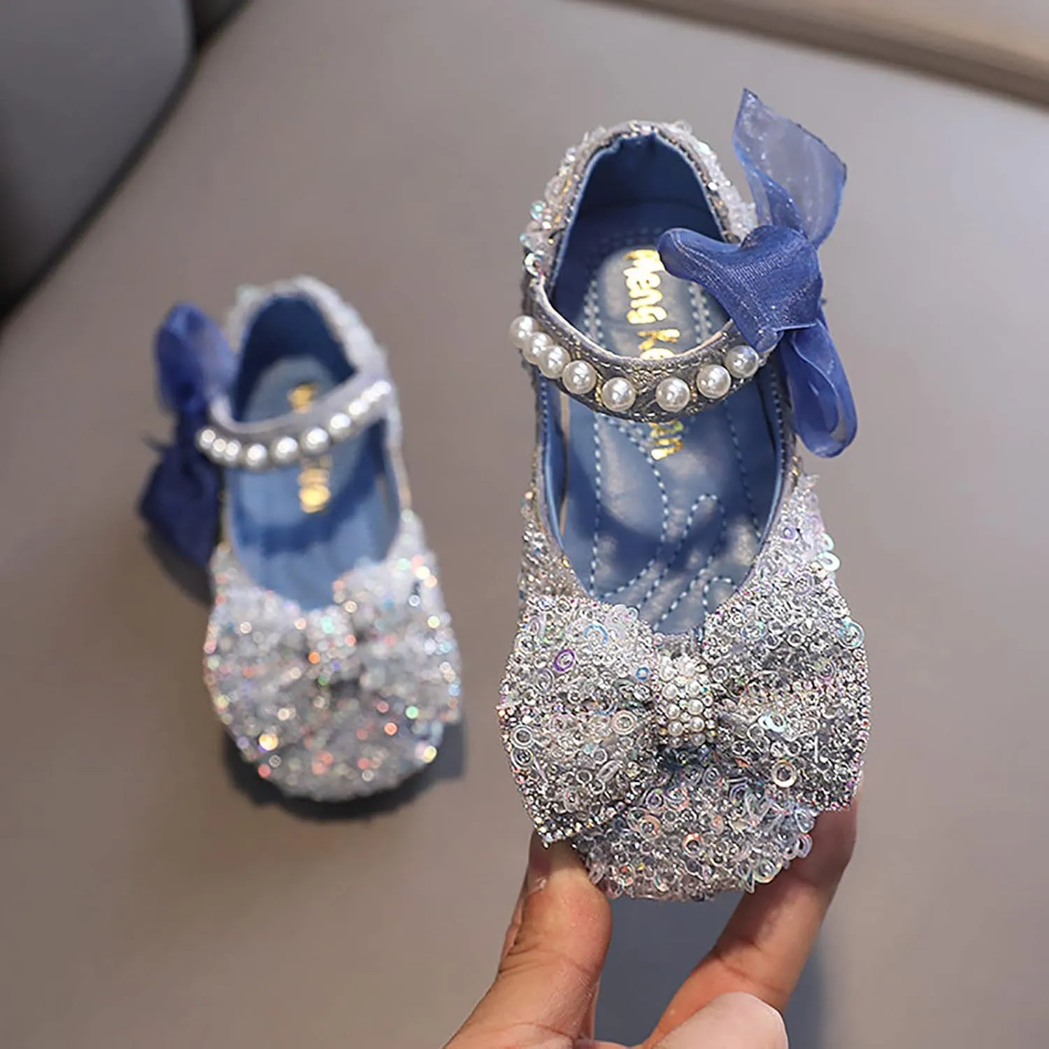 Toddler Sandals Girl, Girls Childrens Shoes Pearl Rhinestones Shining Kids Princess Shoes for Party and Wedding
