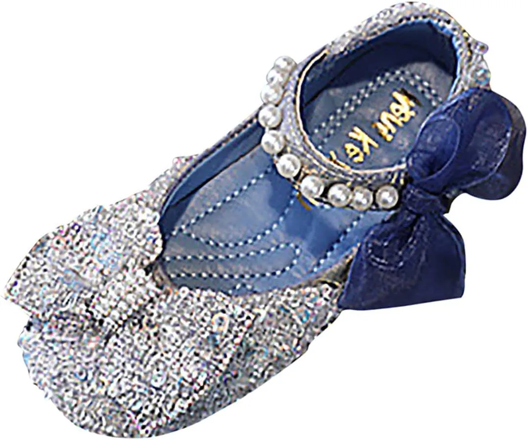 Toddler Sandals Girl, Girls Childrens Shoes Pearl Rhinestones Shining Kids Princess Shoes for Party and Wedding
