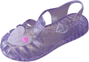 Toddler sandals Shoes Baby Girls Cute Crown Jelly Colors Clip On SHoe Hollow Out Non-slip Soft Sole Beach Sandals Z-619 Purple 8