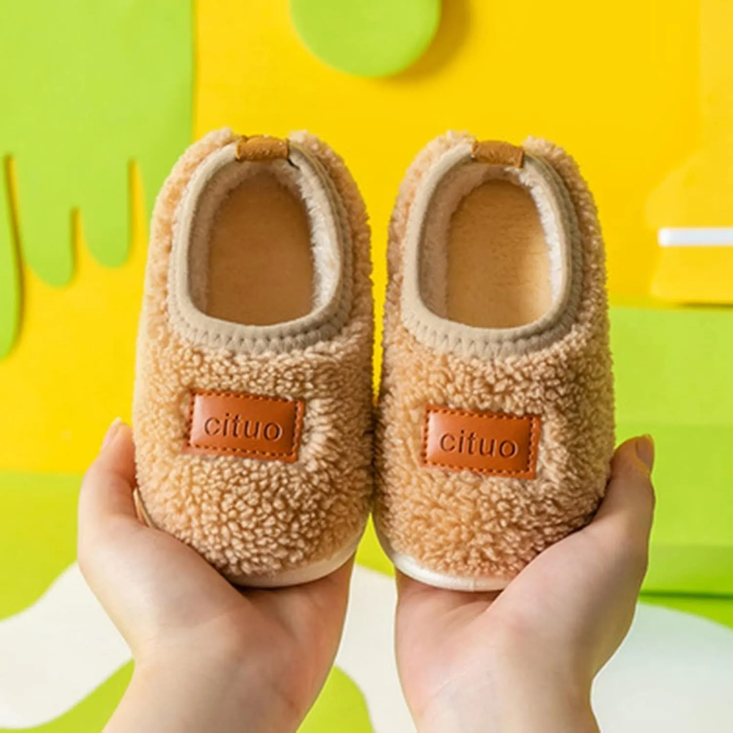 Toddler Tennis Shoes Childrens Girl Cotton Shoes Solid Color Fashion Soft Sole Winter Warm Indoor Non Slip Cotton