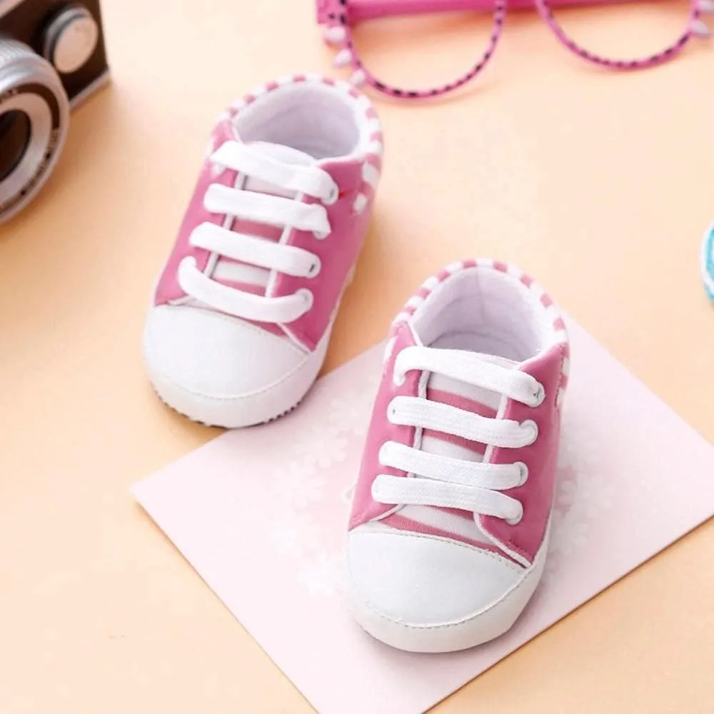 Unisex Baby Sneaker 0-18 M Newborn Boy Girl Soft Anti-Slip Sole Canvas Shoes Infant First Walkers Bandage Shoes