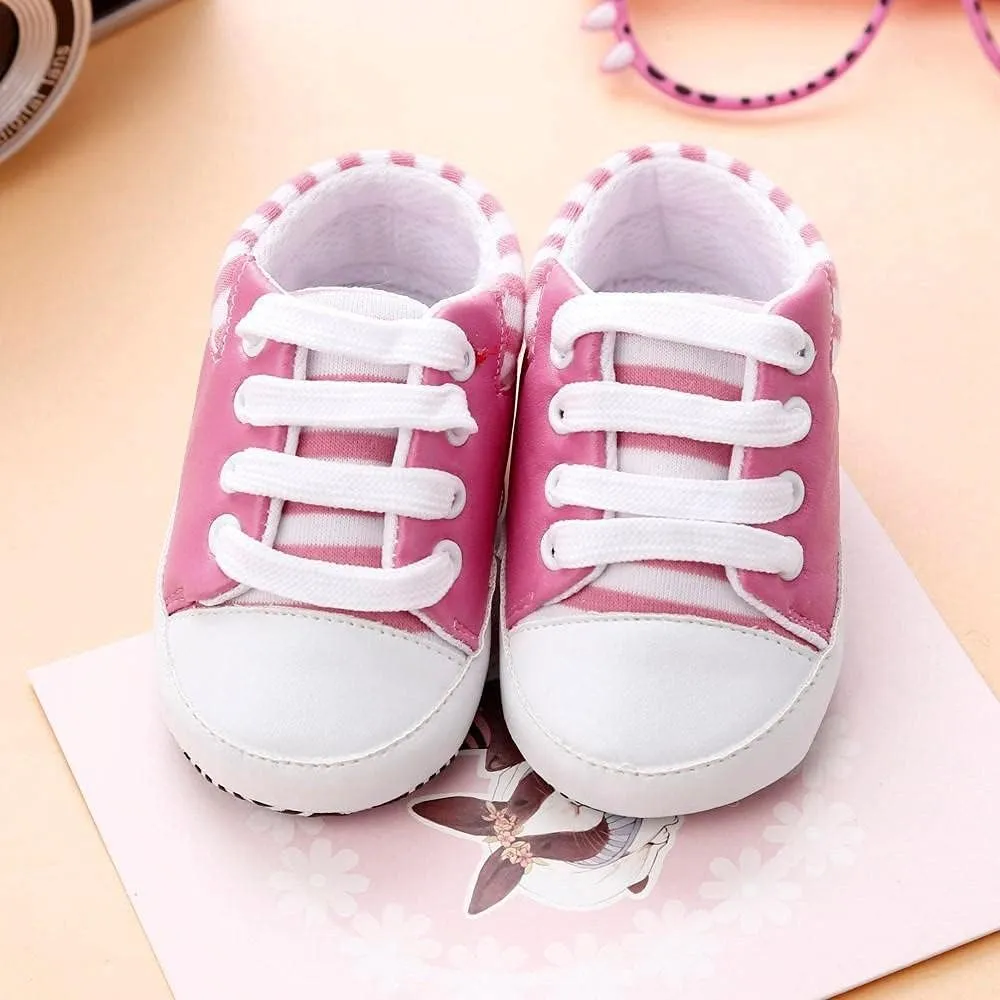 Unisex Baby Sneaker 0-18 M Newborn Boy Girl Soft Anti-Slip Sole Canvas Shoes Infant First Walkers Bandage Shoes
