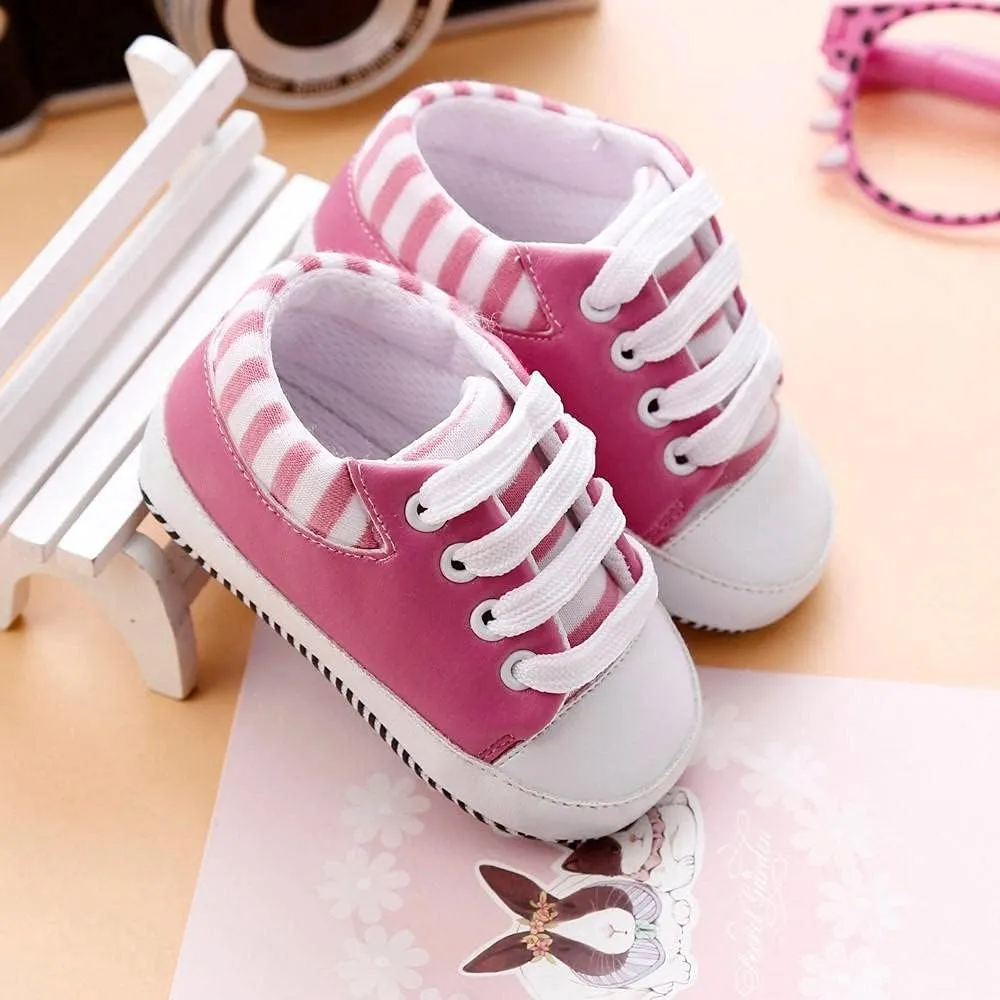 Unisex Baby Sneaker 0-18 M Newborn Boy Girl Soft Anti-Slip Sole Canvas Shoes Infant First Walkers Bandage Shoes