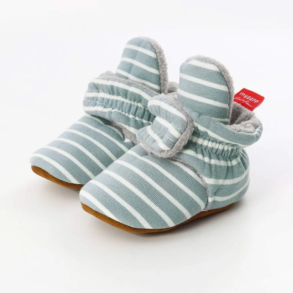WUAI Baby Boys Girls Cozy Fleece Booties Anti-Slip Socks Soft Sole Toddler Warm Winter Boots First Walkers Crib Shoes
