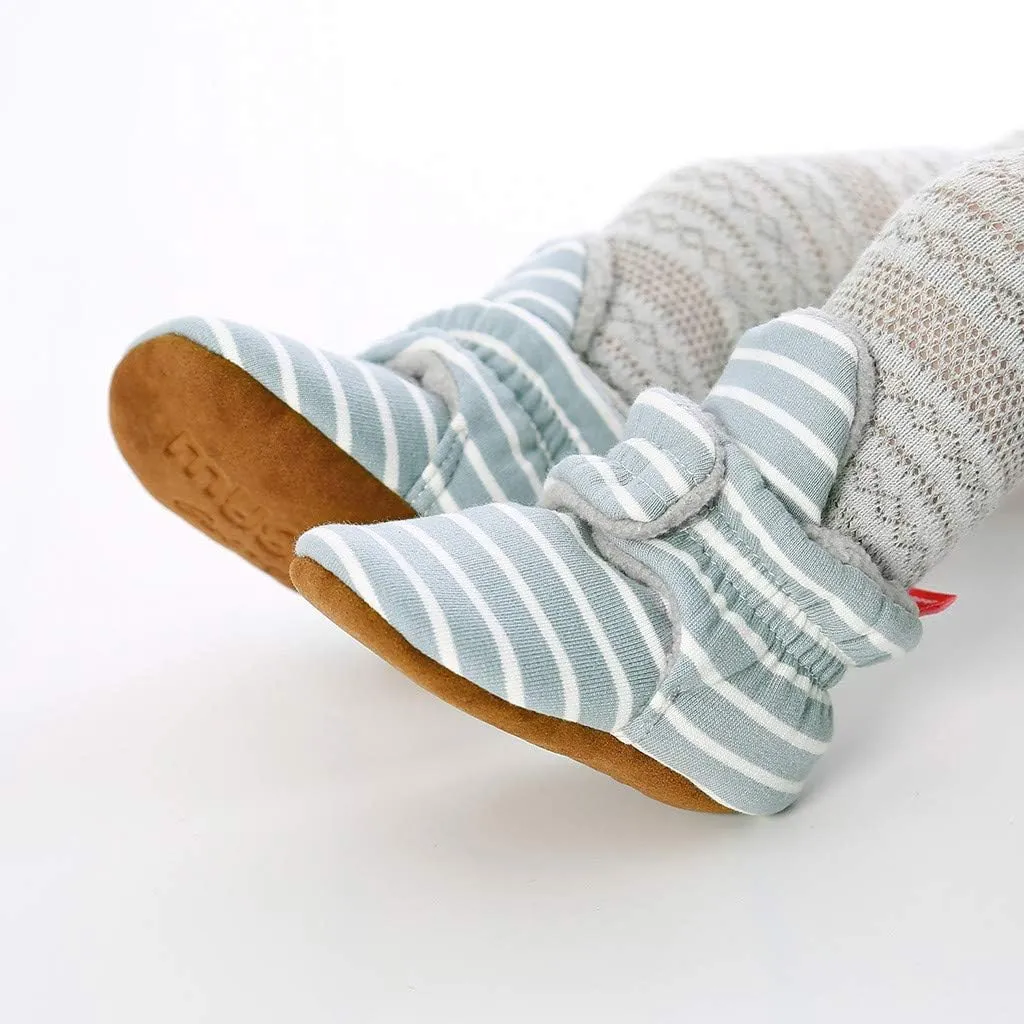 WUAI Baby Boys Girls Cozy Fleece Booties Anti-Slip Socks Soft Sole Toddler Warm Winter Boots First Walkers Crib Shoes