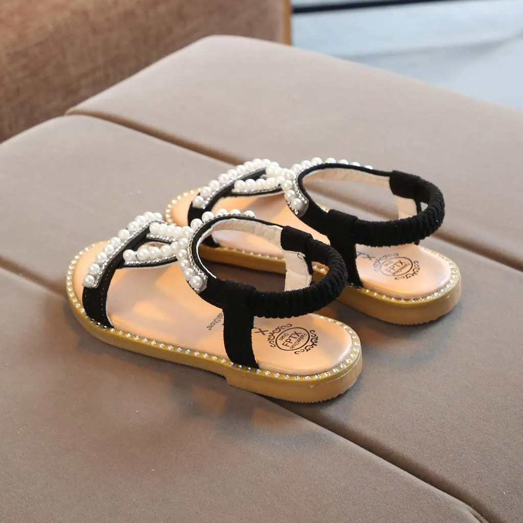 WUAI Kids Baby Girls Summer Sandals Fashion Boho Princess Flat Shoes Crystal Beach Roman Sandals 1-6Years