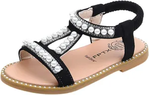 WUAI Kids Baby Girls Summer Sandals Fashion Boho Princess Flat Shoes Crystal Beach Roman Sandals 1-6Years