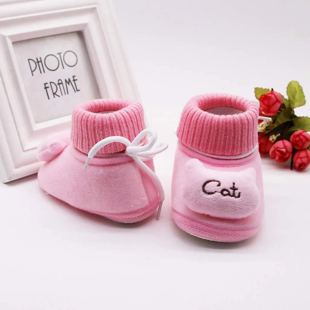 WUAI Newborn Baby Cozy Fleece Booties with Non Skid Bottom Soft Sole Winter Thick Warm Floor Socks Crib Shoes Boots