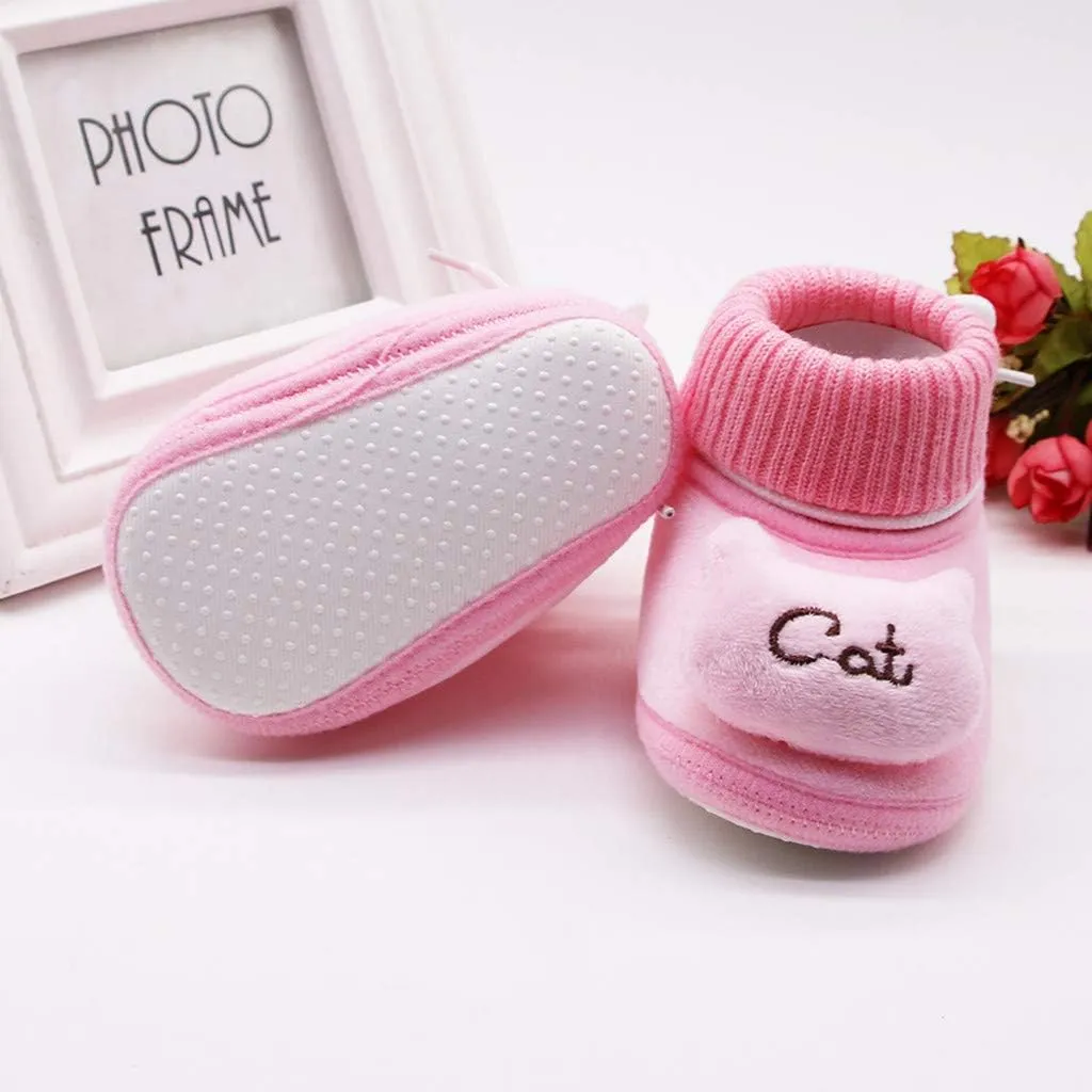 WUAI Newborn Baby Cozy Fleece Booties with Non Skid Bottom Soft Sole Winter Thick Warm Floor Socks Crib Shoes Boots