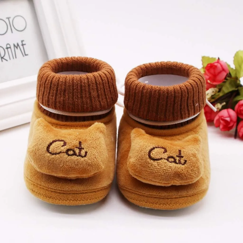 WUAI Newborn Baby Cozy Fleece Booties with Non Skid Bottom Soft Sole Winter Thick Warm Floor Socks Crib Shoes Boots