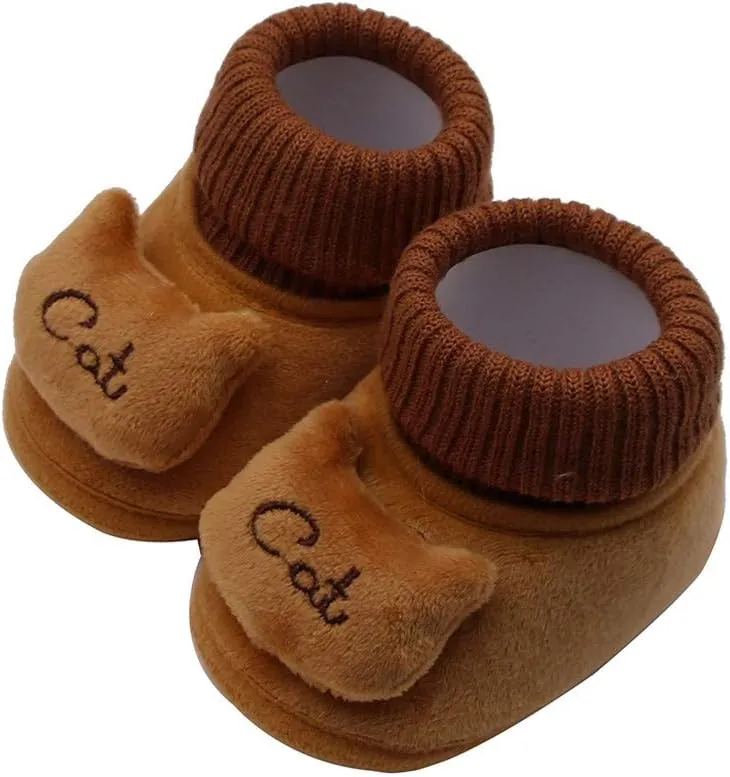 WUAI Newborn Baby Cozy Fleece Booties with Non Skid Bottom Soft Sole Winter Thick Warm Floor Socks Crib Shoes Boots