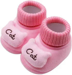 WUAI Newborn Baby Cozy Fleece Booties with Non Skid Bottom Soft Sole Winter Thick Warm Floor Socks Crib Shoes Boots