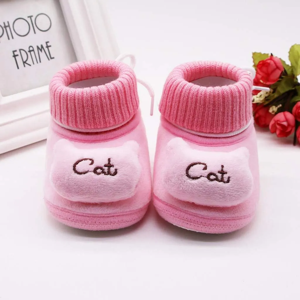 WUAI Newborn Baby Cozy Fleece Booties with Non Skid Bottom Soft Sole Winter Thick Warm Floor Socks Crib Shoes Boots