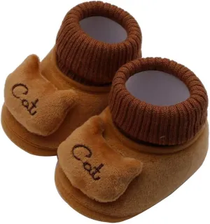 WUAI Newborn Baby Cozy Fleece Booties with Non Skid Bottom Soft Sole Winter Thick Warm Floor Socks Crib Shoes Boots