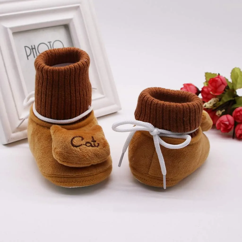 WUAI Newborn Baby Cozy Fleece Booties with Non Skid Bottom Soft Sole Winter Thick Warm Floor Socks Crib Shoes Boots