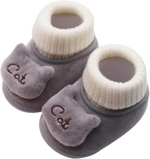WUAI Newborn Baby Cozy Fleece Booties with Non Skid Bottom Soft Sole Winter Thick Warm Floor Socks Crib Shoes Boots