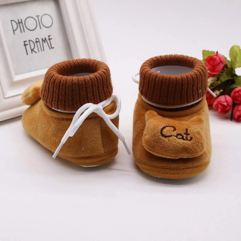 WUAI Newborn Baby Cozy Fleece Booties with Non Skid Bottom Soft Sole Winter Thick Warm Floor Socks Crib Shoes Boots
